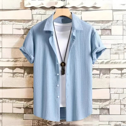 Camisa Casual de Manga Corta Holiday Leisure sin Arrugas para Hombre - Image 3