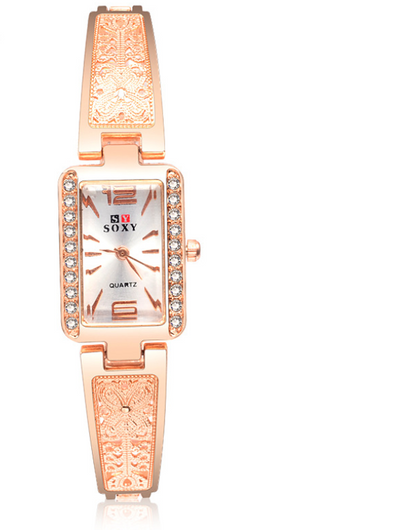 Reloj de Pulsera Cuadrado Dorado Rosa para Mujer - Diseño Elegante y Moderno