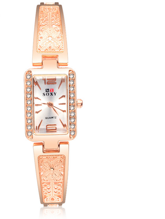 Reloj de Pulsera Cuadrado Dorado Rosa para Mujer - Diseño Elegante y Moderno