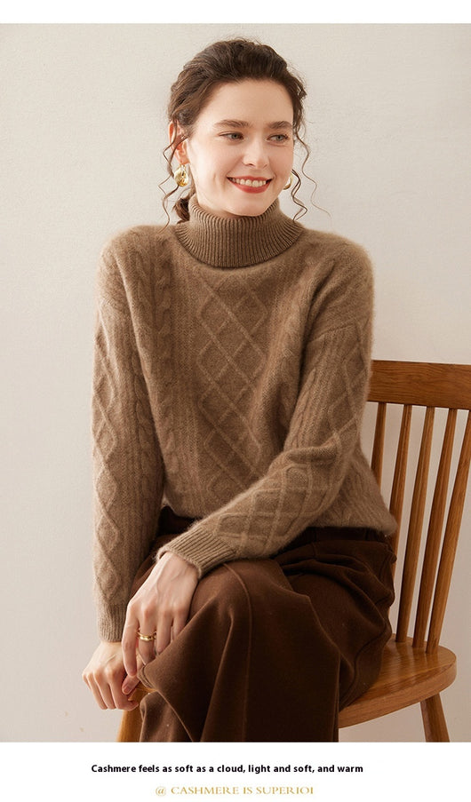 Suéter Cashmere Suelto con Cuello Alto - Tejido Grueso de Tres Capas - Image 23
