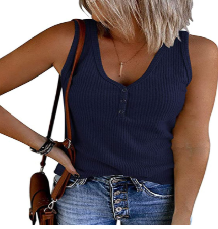 Chaleco Casual de Punto Acanalado Cuello U sin Mangas para Mujer - Image 10