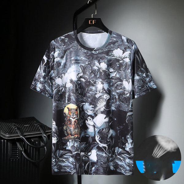 Camiseta Masculina Ice Silk Transpirable de Manga Corta