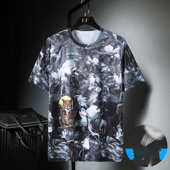 Camiseta Masculina Ice Silk Transpirable de Manga Corta