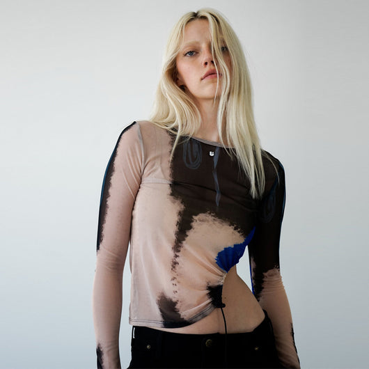 Blusa Manga Larga Cuello Redondo con Diseño Calado Transparente para Mujer - Image 5