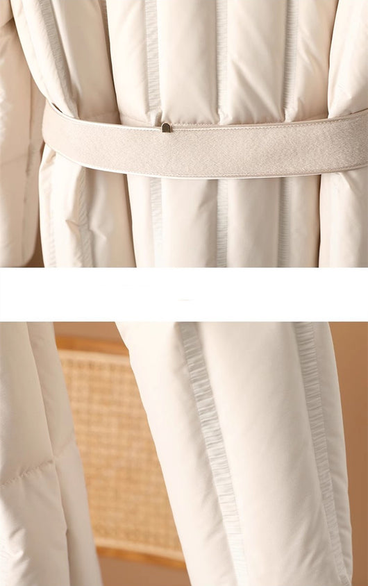 Abrigo de Plumón de Pato Blanco para Mujer - Calidez Premium - Image 14