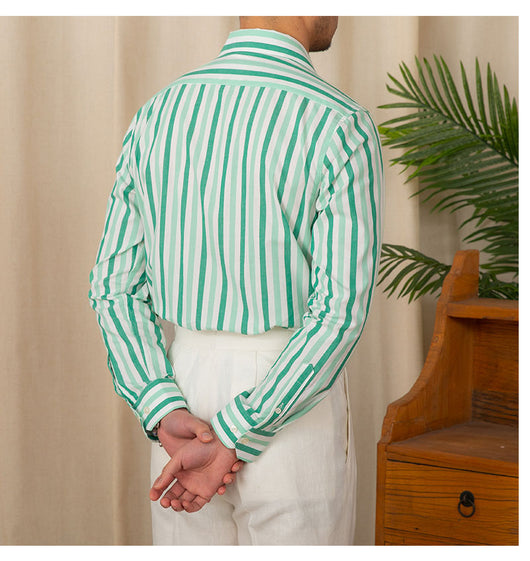 Camisa de Algodón a Rayas para Hombre - Estilo Business Casual - Image 16