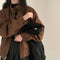 Abrigo Retro de Ante Cálido con Doble Cierre - Perfecto para Otoño Invierno