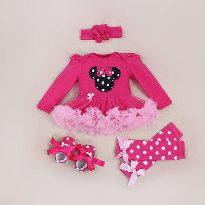 Enterizo Infantil Manga Larga con Estampado Cartoon Rosa Palo - Vestido Holiday para Bebés - Image 3