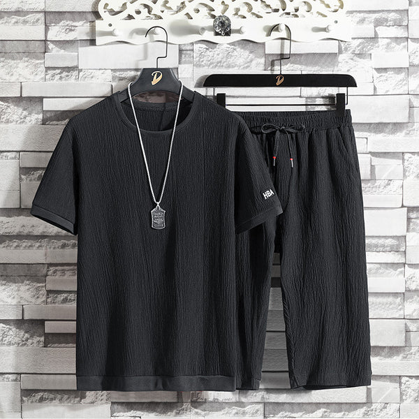 Conjunto de Camiseta Ice Silk para Hombre - Estilo Casual Holgado