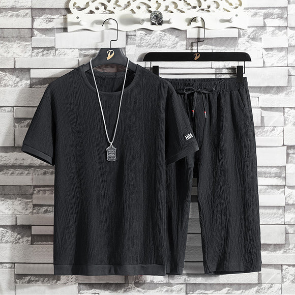 Conjunto de Camiseta Ice Silk para Hombre - Estilo Casual Holgado