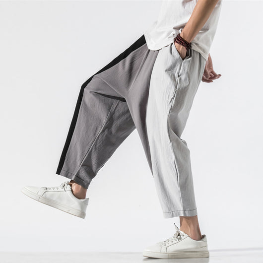 Pantalones Harem Hombre con Rayas de Contraste Tendencia Japonesa - Image 2