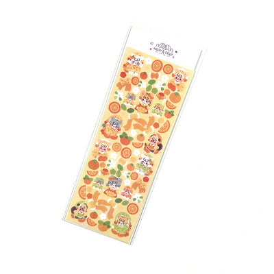 Korean style cartoon animal angel stickers with clouds and architectural elements on a blue sheet. - Image 11