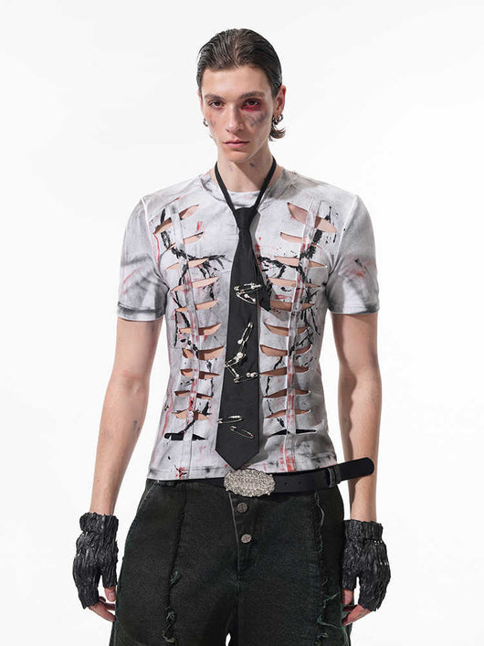 Playera Ajustada con Recortes Hueco para Hombre - Manga Corta Elástica - Image 11