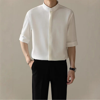 Camisa Manga Corta con Cuello de Pie para Hombre - Image 4