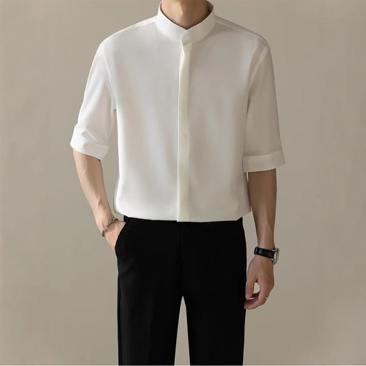 Camisa Manga Corta con Cuello de Pie para Hombre - Image 4