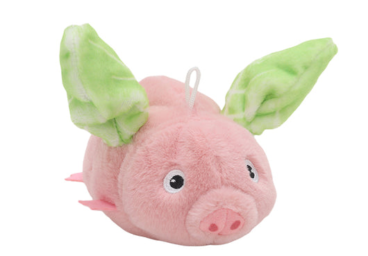 Pink plush pig cat toy with green wings, featuring sound and vibration, 15.5cm long, with USB charging. - Image 9