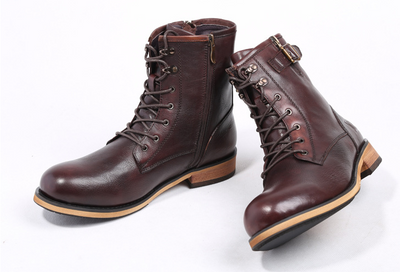 Botas Martin de Cuero Retro Británico con Punta Redonda para Hombre - Image 7
