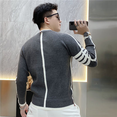 Suéter de Cuello Redondo a Rayas - Pullover Versátil para Hombre Joven - Image 36