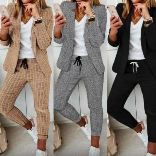 Pantalón Recto a Cuadros para Mujer - Traje Casual Moderno