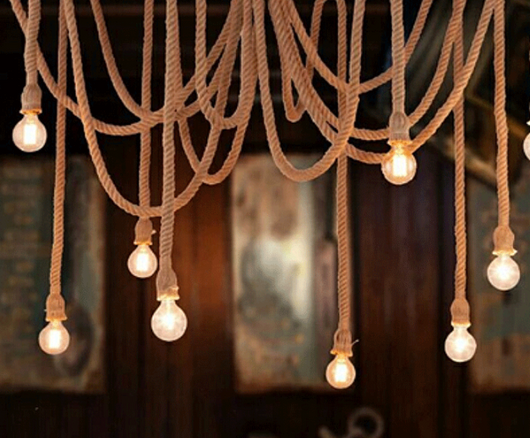 Lámpara Colgante Artesanal de Cuerda de Cáñamo Retro DIY - Image 5