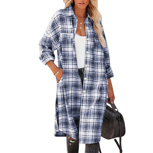 Abrigo Camisero Cuadros para Mujer - Largo Medio - Image 7