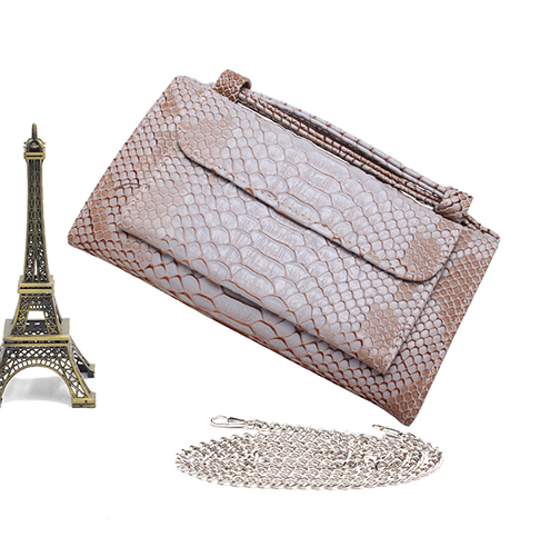 Cartera Clutch con Patrón Serpiente y Cadena Desmontable - Image 11