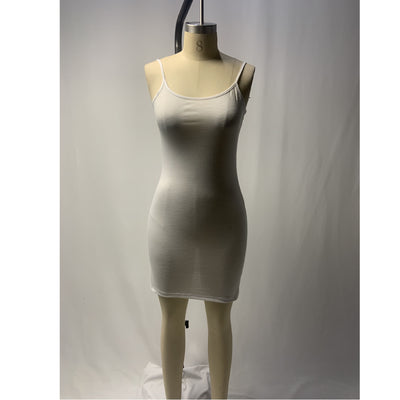 Vestido Slim con Tirantes de Color Sólido para Vacaciones - Image 6