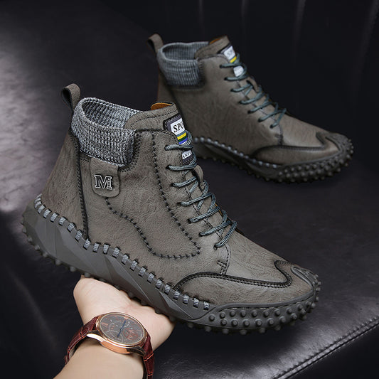 Botas Casuales de Cuero con Plataforma y Caña Alta