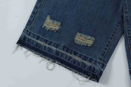 Shorts Vaquero Recto Desgastado con Roturas Retro para Hombre - Image 23