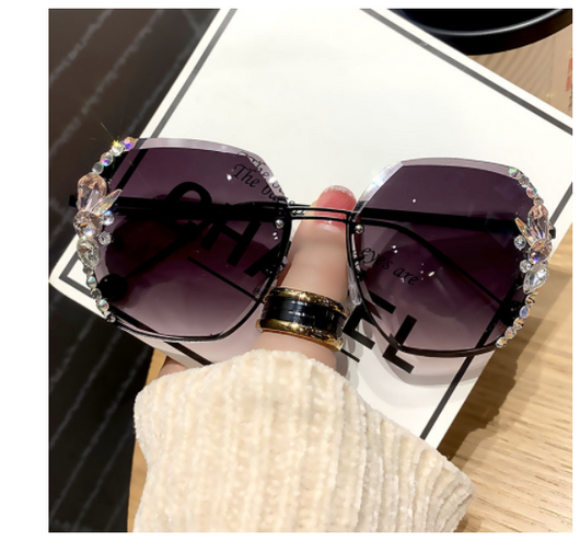 Gafas de Sol Frameless con Cristales de Diamante y Protección UV Morado - Image 13