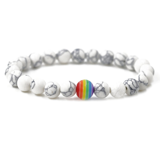 Pulsera de Pareja Piedra Volcánica con Chakras Arcoíris - Image 13