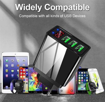 Cargador USB Triple Puerto con Pantalla LED 3A - Image 5