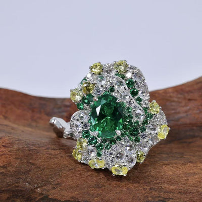 Anillo Esmeralda Degradado - Colección Jardín Secreto Diseño Avanzado
