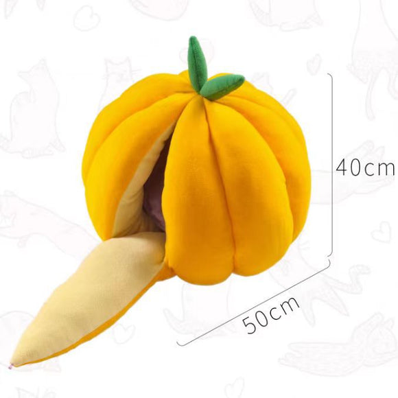 Cama Nido Cálida para Gatos - Casa Tipo Calabaza Cerrada con Bolsa de Dormir
