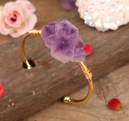 Pulsera de Cuarzo Cristal Amatista Natural para Mujer