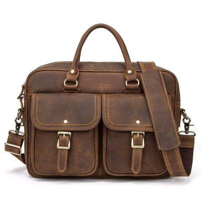 Bolsa de Viaje Grande en Cuero Crazy Horse Estilo Retro - Image 7
