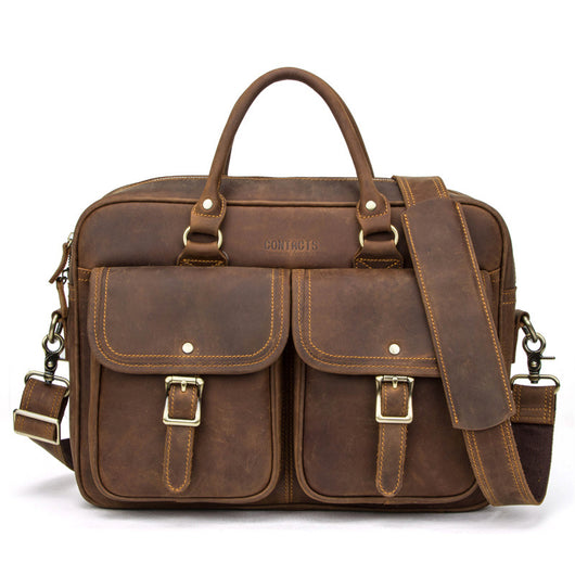 Bolsa de Viaje Grande en Cuero Crazy Horse Estilo Retro - Image 7