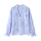 Camisa de Manga Larga Popelina Floral con Rayas Texturizadas