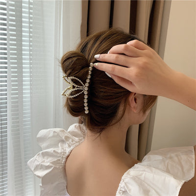 Clip de Orejas de Conejo Perla - Accesorio Grande para Cabello