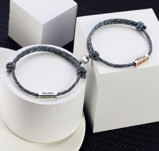 Pulsera de Pareja Personalizada con Imán - Acero Inoxidable Promesa de Amor Eterno - Image 5