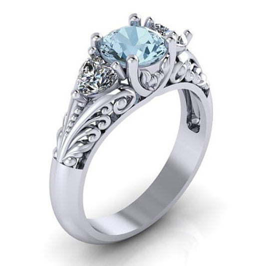 Anillo de Diamante y Zafiro Azul - Anillo de Compromiso Elegante para Parejas