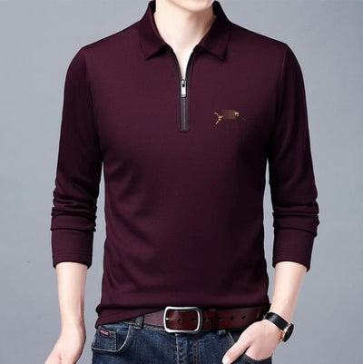 Camiseta Manga Larga con Cuello Solapa y Cierre Parcial para Hombre - Image 12