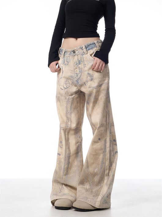 Jeans Retro con Impresión Láser 3D Efecto Vintage Desteñido - Image 3
