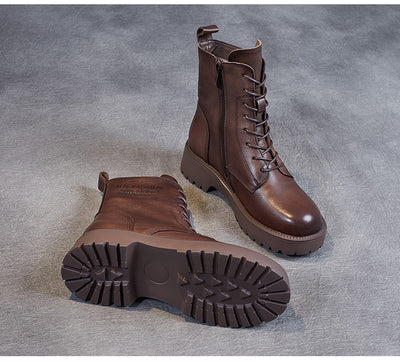 Botines de Cuero Suave para Mujer con Tacón Robusto y Forro de Felpa - Image 15