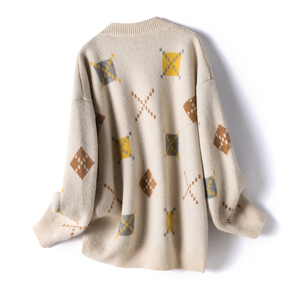 Cardigan Vintage de Diamantes Tejido