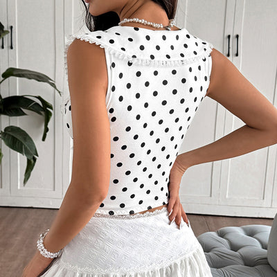 Chaleco Corsetero de Encaje Patchwork con Lunares y Moño Francés - Image 10