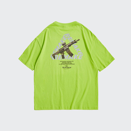 Camiseta Suelta Hombro Caído con Estampado Triángulo - Diseño Urbano Versátil