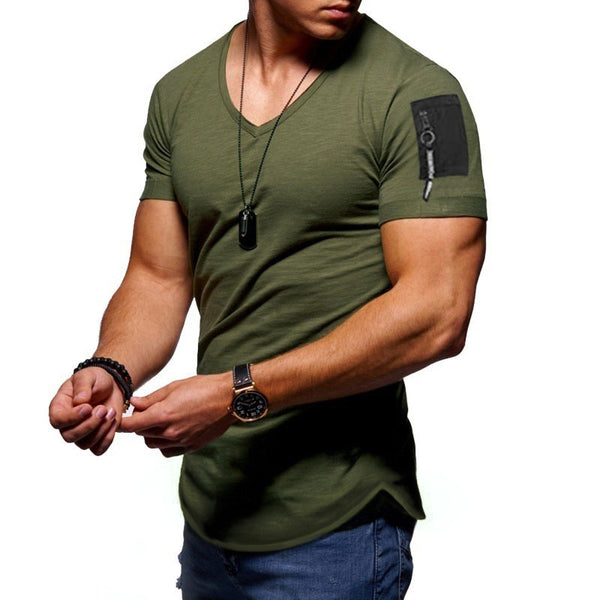 Camiseta manga corta con cierre en hombro