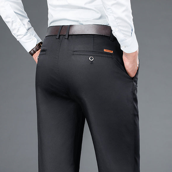 Pantalones de Vestir Hombre Corte Recto Ajuste Suelto con Elastano