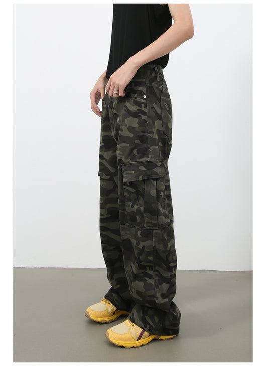 Pantalones Vaqueros Cargo Retro Camuflaje con Bolsillos Grandes - Image 12